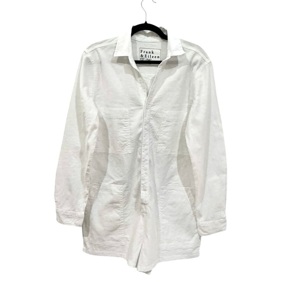 Frank & Eileen Ireland Playsuit Linen Romper Long Sleeve White Size Medium - Picture 3 of 8